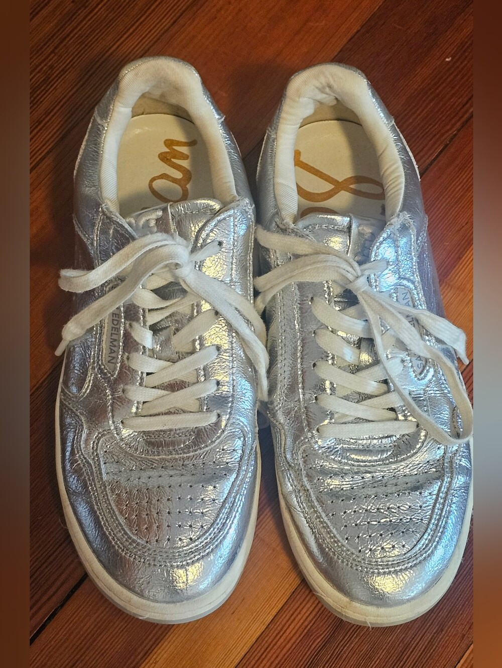 Sam Edelmen Harper Sneaker Silver Casual Size 8